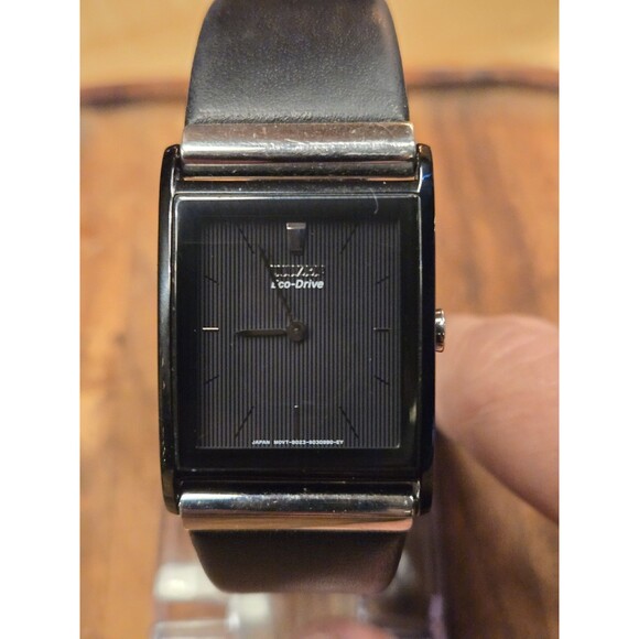 Citizen Eco Drive Watch Men's B023-S036577 Black Leather Strap Working - Picture 5 of 10